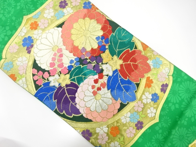 桐に菊華文模様織出し袋帯